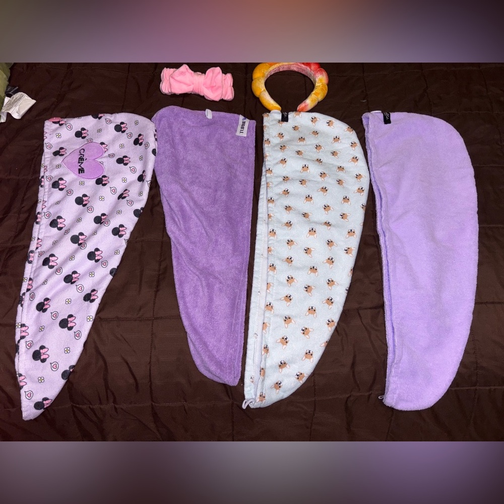 4 Turban towel/2 headband bundle (NWOT)